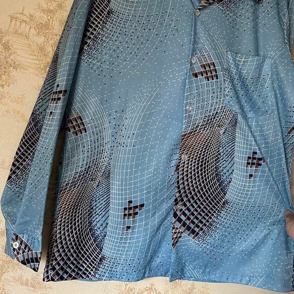 70s Challenger Geometric Disco L/S Shirt Size L - Picture 3 of 8